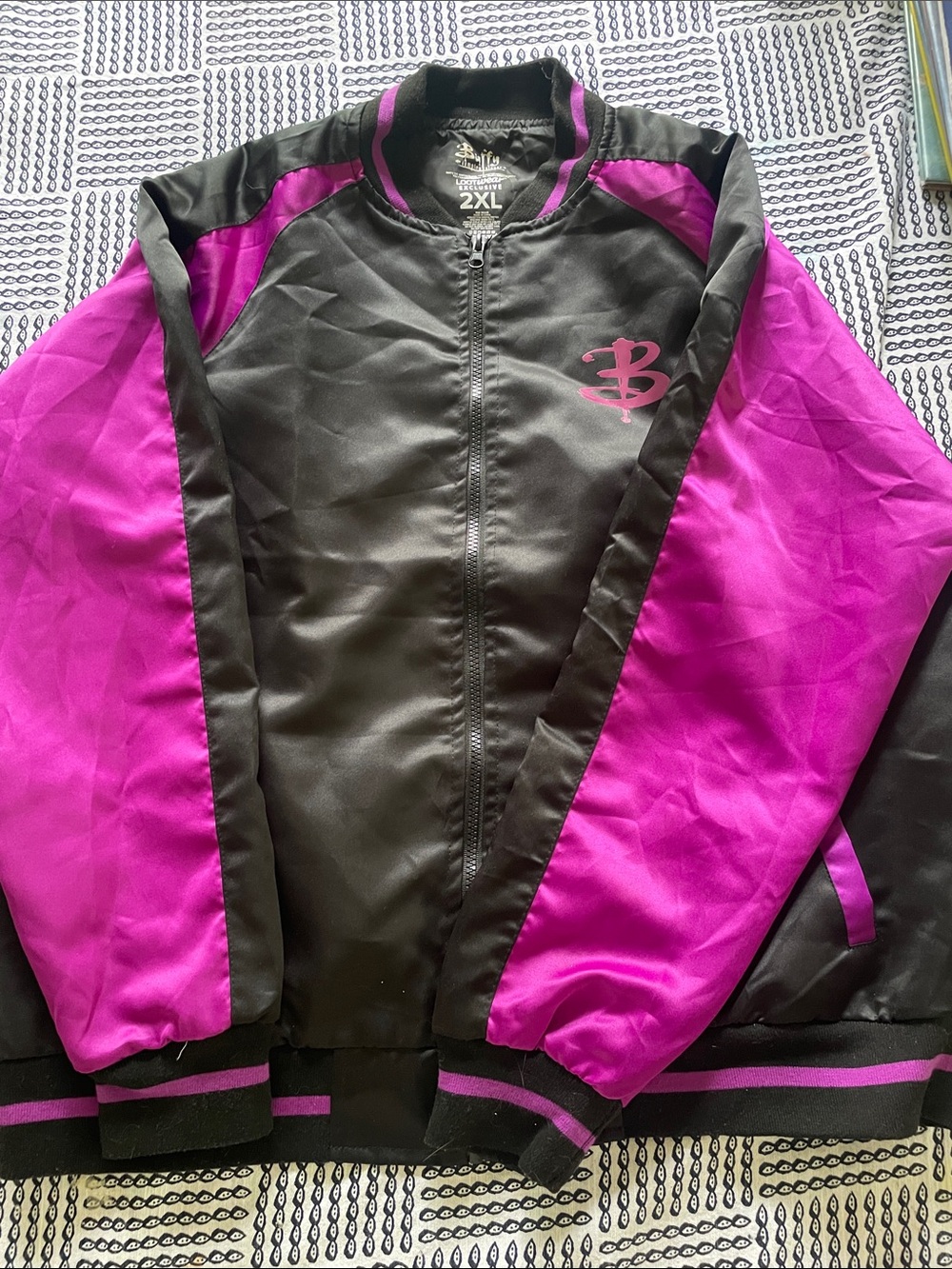 Buffy the vampire slayer Black and Magenta Bomber Jacket.